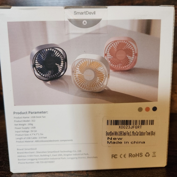 BNWT Desktop Fan, Blue - Picture 4 of 5